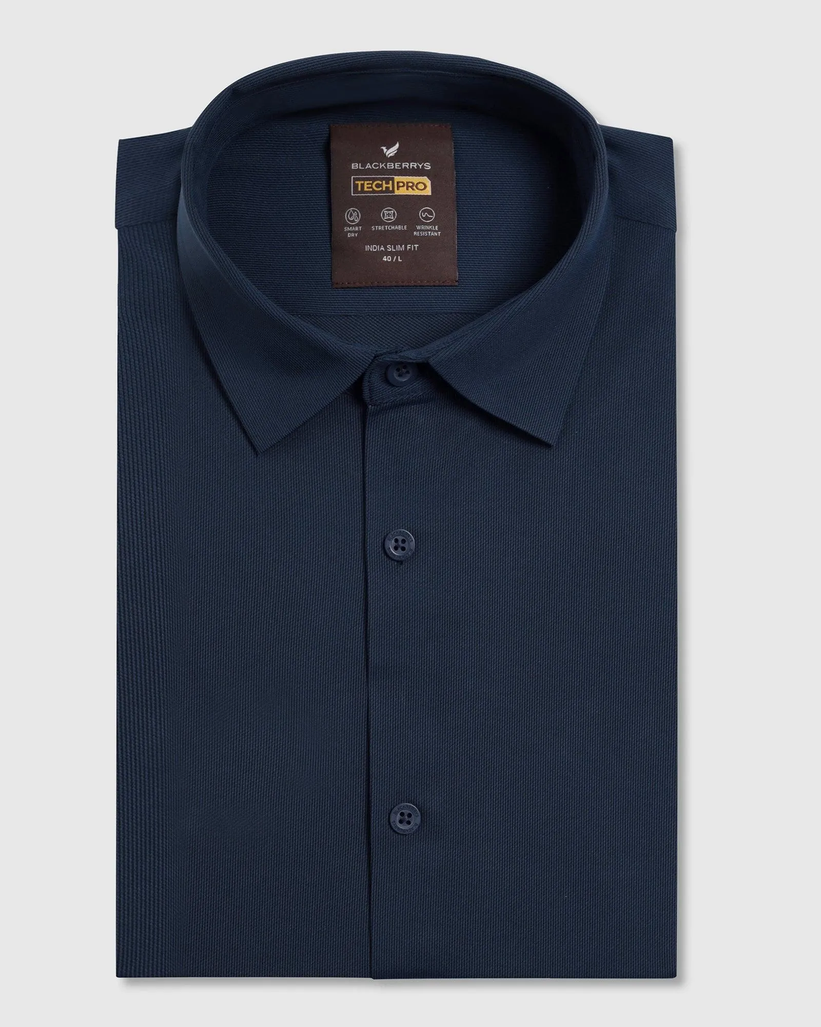 TechPro Formal Dark Navy Solid Shirt - Alfie