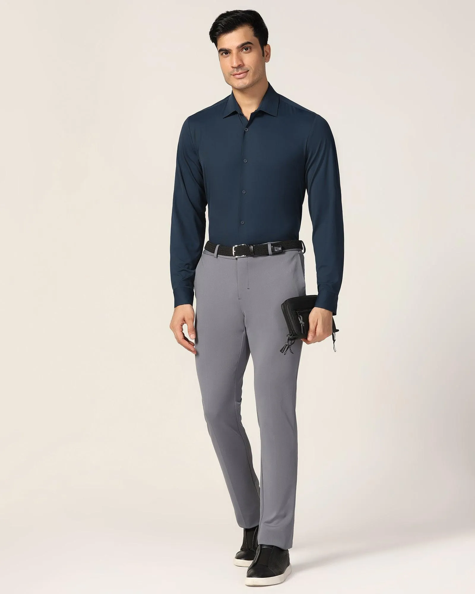 TechPro Formal Dark Navy Solid Shirt - Alfie