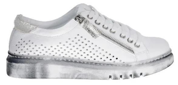 Timor - Leather Sneaker - White/Silver