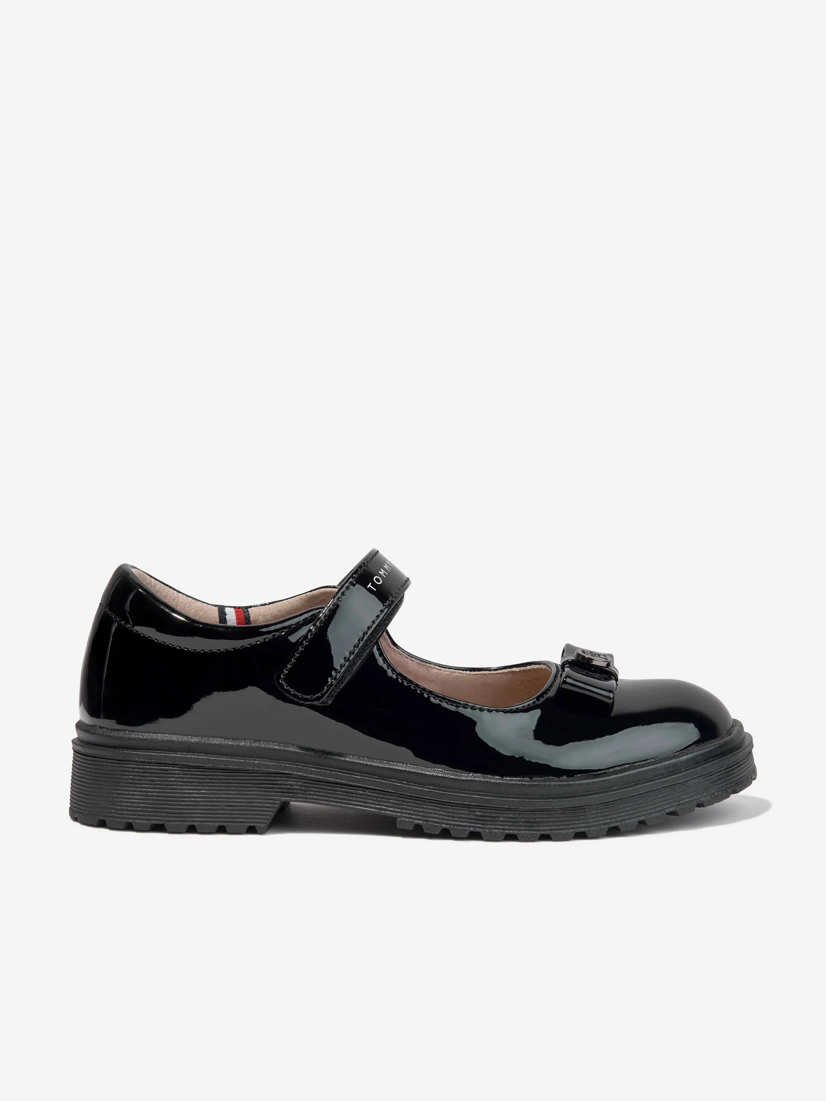 Tommy Hilfiger Girls Patent Velcro Strap Shoes in Black