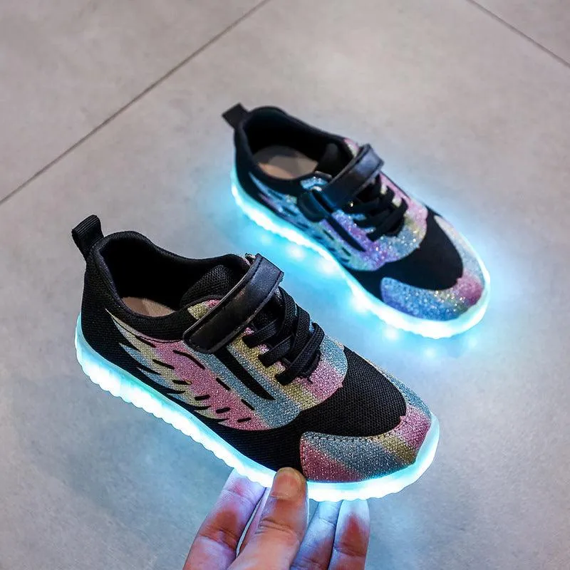 USB Rechargeable Colorful Luminous Children's Shoes