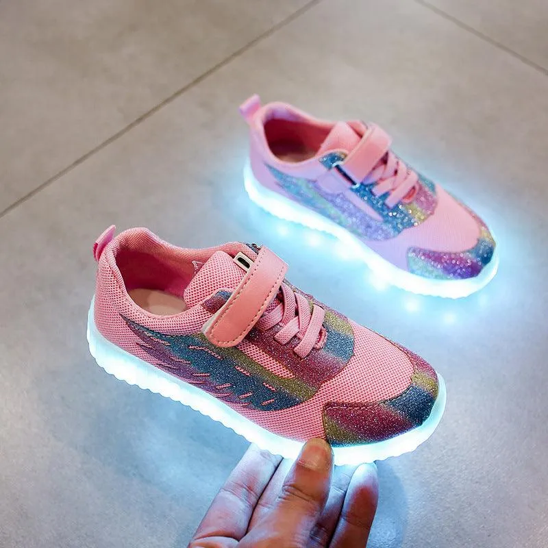 USB Rechargeable Colorful Luminous Children's Shoes