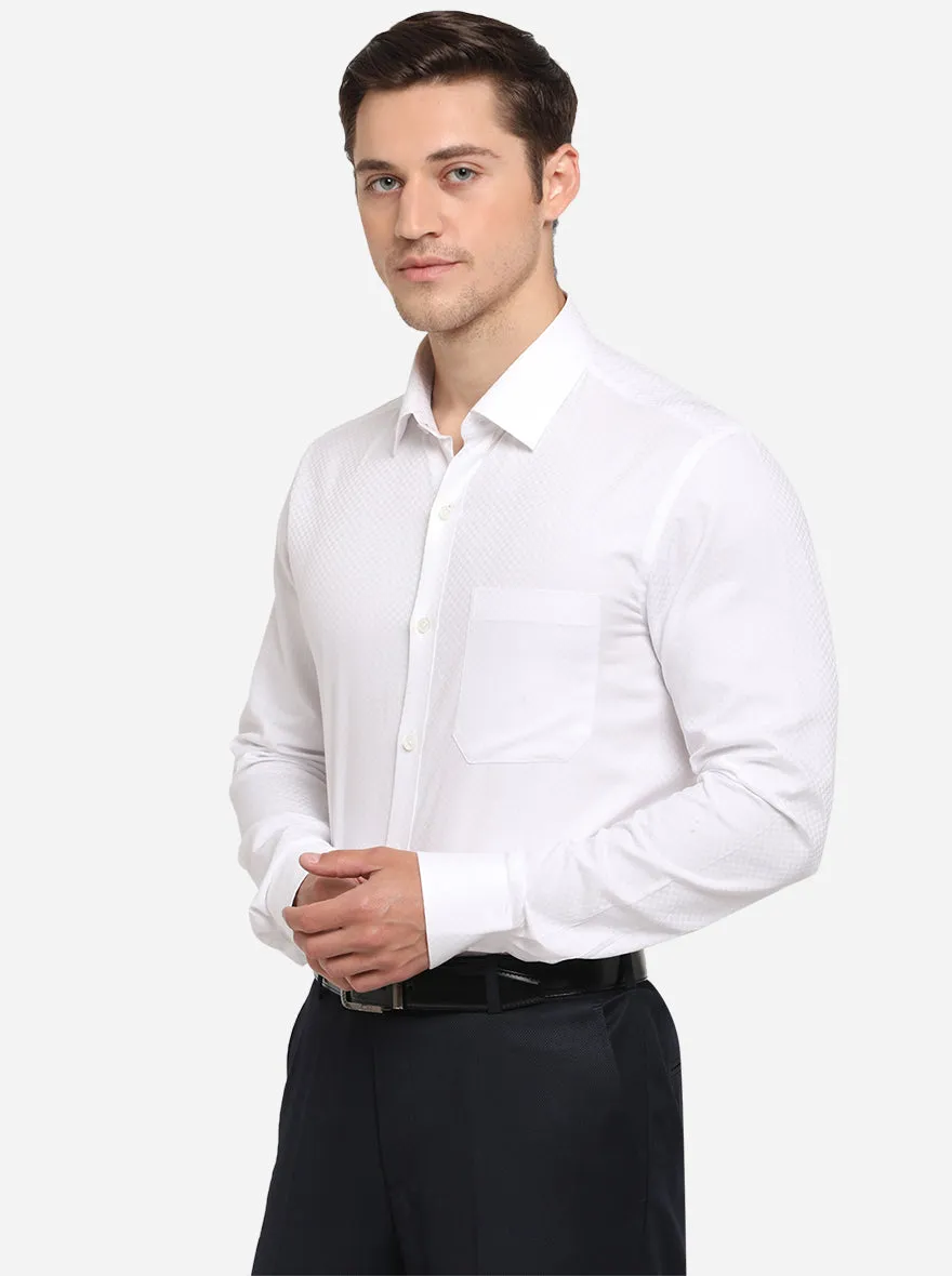 White Dobby Slim Fit Formal Shirt | JadeBlue