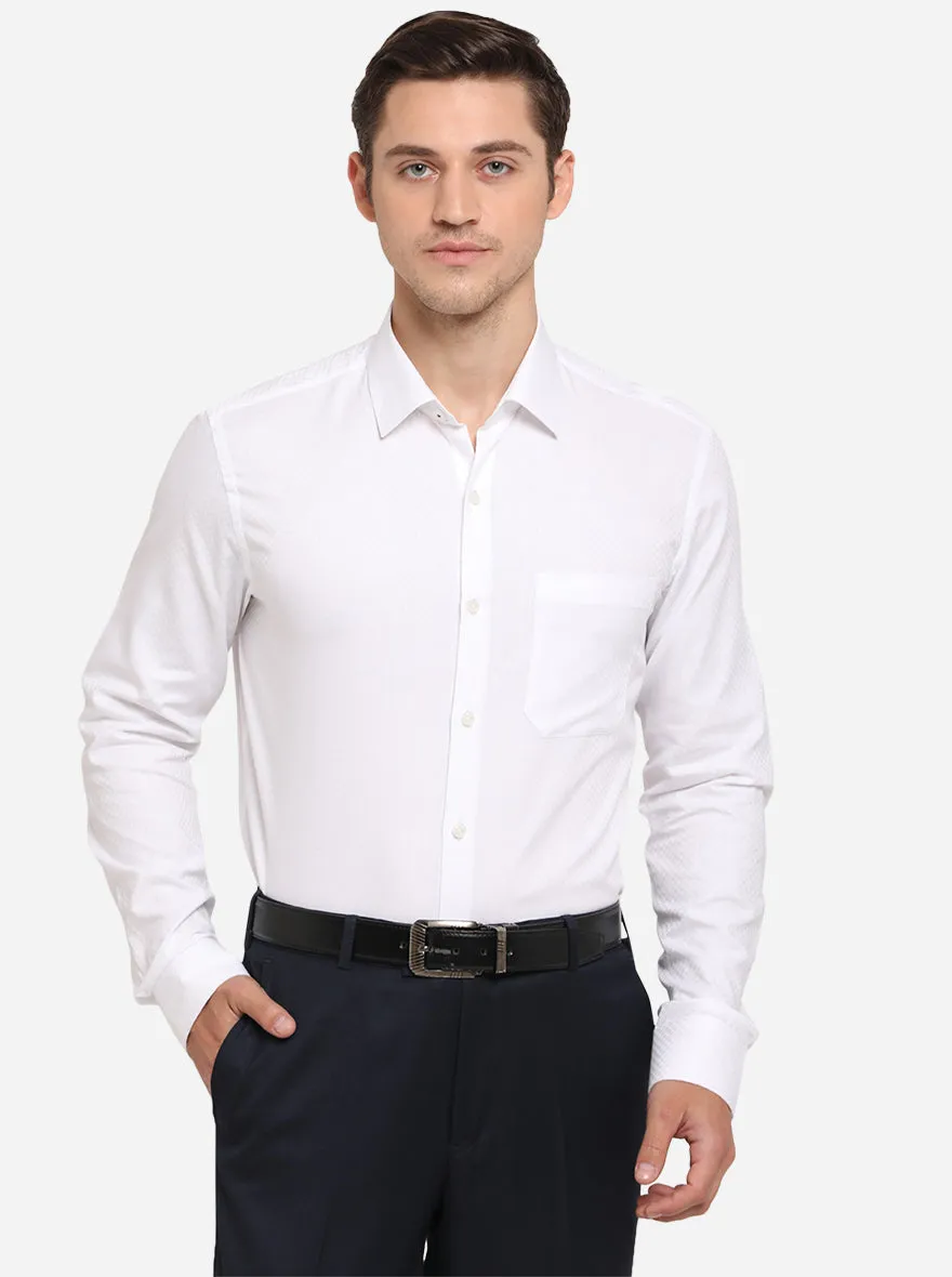 White Dobby Slim Fit Formal Shirt | JadeBlue