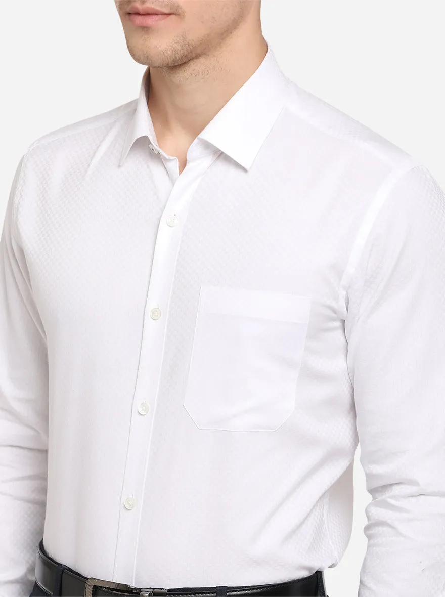 White Dobby Slim Fit Formal Shirt | JadeBlue