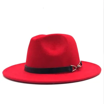 Wool Vintage Gangster Trilby Felt Fedora Hat With Wide Brim Gentlemen and Ladies