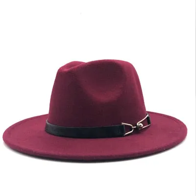 Wool Vintage Gangster Trilby Felt Fedora Hat With Wide Brim Gentlemen and Ladies