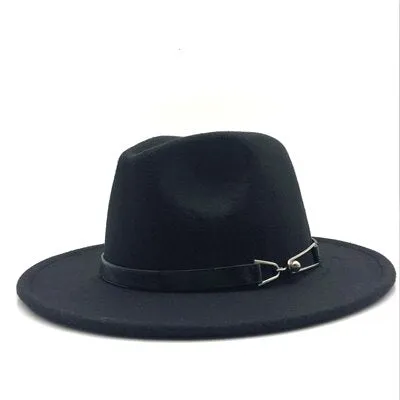 Wool Vintage Gangster Trilby Felt Fedora Hat With Wide Brim Gentlemen and Ladies